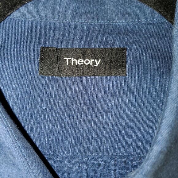 Theory Men´s Zack Ramiro Linen Cotton Blend Button Front Long Sleeve Shirt M - Picture 5 of 11